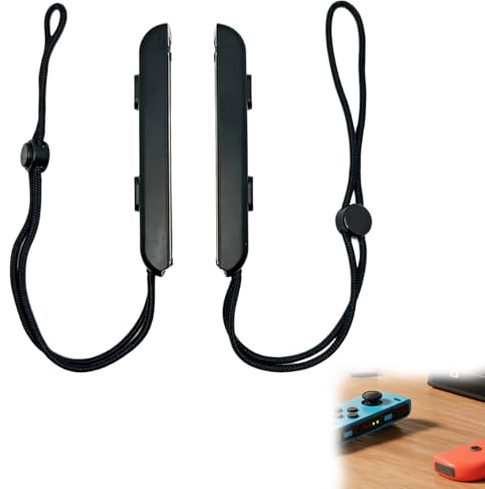 Wcawnlt 1 Paire Dragonnes Bracelet pour Manettes Joycon, Kompatibel mit Nintendo Switch Accessoire Gamepad Dragonne Noir, Pour Multijoueur Jeux Famille Fêtes