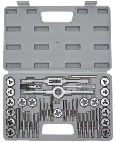 LIYJTK Set di maschi e filiere SAE Kit di utensili per filettatura in acciaio legato per la lavorazione dei metalli
