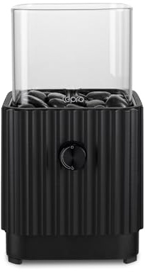 tepro Braciere a gas da tavolo con pietre decorative, 16 cm, quadrato a gas con inserto in vetro, colore nero