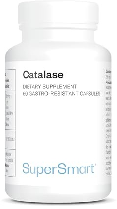 Catalase - Anti‑Canas - Ayuda a Mantener el Color Natural - SuperSmart | Combate el Blanqueamiento Prematuro del Cabello y Vello - Vegano - Sin Gluten - 60 Cápsulas - Sin OGM