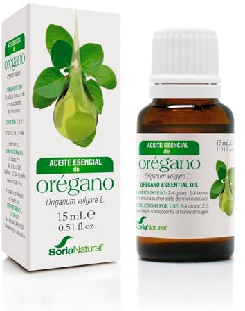 Soria Natural Orégano Aceite Esencial – Con Origanum vulgare L. – Ingredientes 100% Naturales - Propiedades Terapéuticas - Aceite Esencial 100% Puro - Frasco con gotero de 15 ml.