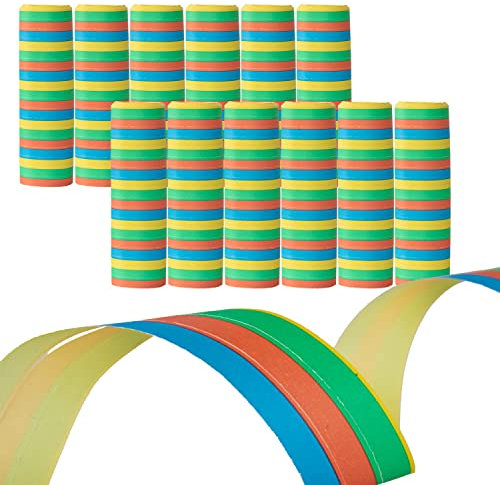 Idena 8274040 - Set di stelle filanti di carta, 12 rotoli con 18 strappi ciascuno, decorazione, festa di compleanno per bambini, carnevale, festa a tema