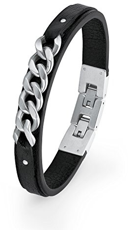 s.Oliver Herren-Armband Edelstahl mattiert Leder 21.5 cm - 2018694