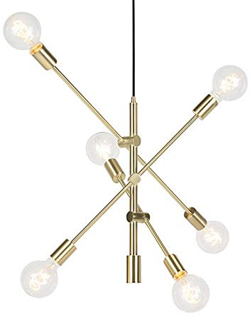Qazqa Esstisch Retro Pendelleuchte, Pendellampe - Sydney - Gold, 6-flammig, 78cm, Ideal als Esszimmerlampe und Wohnzimmerlampe