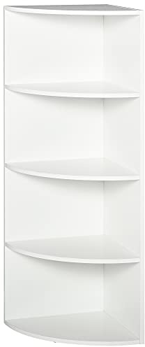 HOMCOM Eckregal Standregal Bücherregal Dekoregal Blumenregal Holzregal fächerförmig 4 Fächer Weiß 39,5 x 39,5 x 120 cm