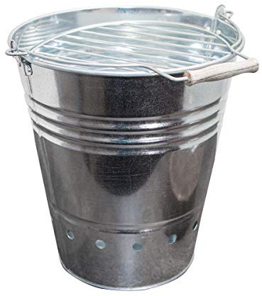 Antikas - Grill-Eimer aus Eisen, Groß, mit Henkel, Grillrost, Kohlerost