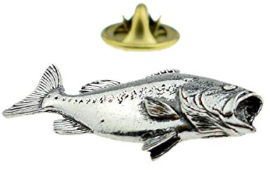 Anstecknadel aus Zinn, Motiv: Barsch, Fische, mit Geschenkbeutel