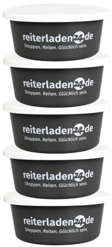 RL24 - Leckerlischale – Grau – 5 Schalen á 5l (5er Set) | Müslischale mit Deckel für Pferde – Futterschale zur Aufbewahrung von Leckerli & Pferdefutter – Leckerli-Dose
