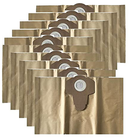 Lot de 10 sacs filtrants en papier Parkside pour aspirateurs à eau et poussière PNTS 1250, PNTS 1250/9, PNTS 1300, PWD 12 A1