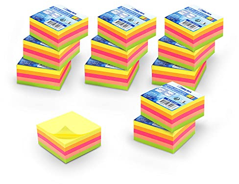 WAYTEX 3000 Notas adhesivas reposicionables multicolor neón 12 mini bloques 250 hojas 5cm x 5cm