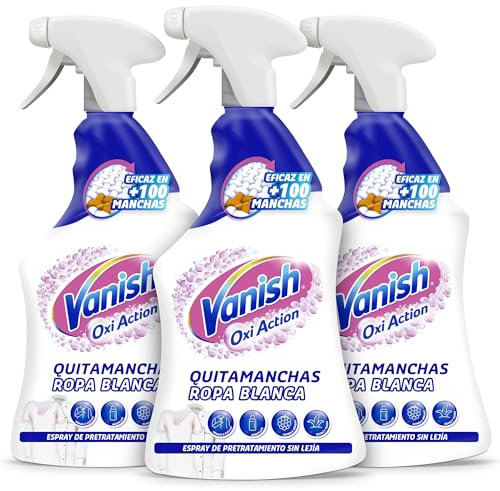 Vanish Oxi Action - Quitamanchas para ropa blanca, en spray, sin lejía - Pack de 3 x 750 m