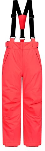 Mountain Warehouse Falcon Extreme Kids Ski Pants – Taped Seams, Waterproof Childrens Trousers, Snow Gaiters, Security Pockets – Ideal for Sports, Snowboarding Fiery Coral Kids Size 7-8 Years