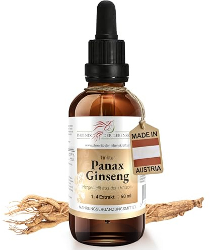 Ginseng Tinktur 50ml | Panax ginseng Tropfen (1:4 Auszug) | Nahrungsergänzungsmittel mit Asiatischem Ginseng, Koreanischem Ginseng | mit Pipette für die tägliche Routine