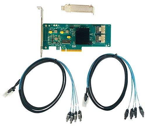 LSI 9201-8i Carte contrôleur Raid 6G HBA FW P20 9211-8i Mode IT ZFS FreeNAS unRAID SAS PCI E Carte d'extension + 2 x SFF-8087 SATA
