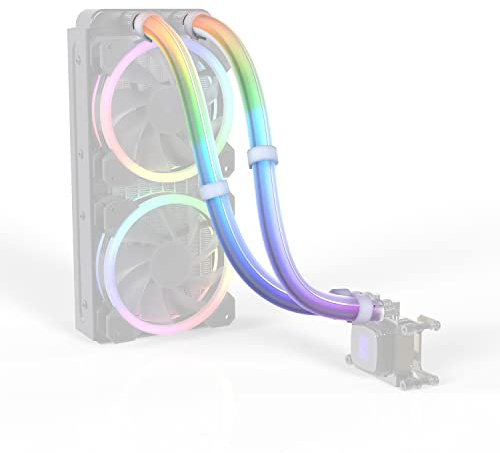 EZDIY-FAB ARGB LED AIO Röhrenhülse,Weiches Staubfreies Gummi,Vielseitige Dimensionierung 12mm Durchmesser für Wasserkühlungsrohr,Kompatibel mit Aura,RGB Fusion,Mystic Light Sync-2 Pack,330mm/13in