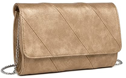Miss Lulu Clutches Damen Abendtasche, Schulter Crossbody Bag mit Großer Kapazität, PU Leder, 2 Magnetverschlüsse-Reißverschluss, Elegant für Party, Hochzeit, Bankett, Abschlussball