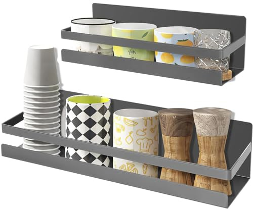 Uten Magnetica Porta Spezie, 2 Pezzi Mensola Cucina Magnetico per Frigorifero, Portaspezie Magnetico, Multifunzione Scaffale Magnetico per Frigorifero, Per Cucina/Bagno