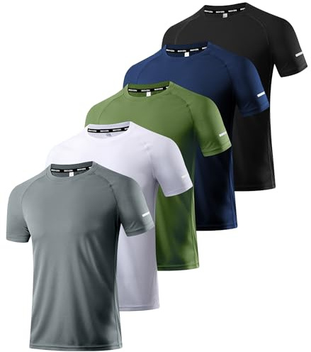 Boyzn 1, 3, 5 or 7er Pack Sport Tshirts Herren Kurzarm T-Shirts Funktionsshirt Laufshirt Schnelltrocknend Atmungsaktive Sport Shirt Sommer Fitnessshirt Trainingsshirt für Running Workout Bodybuilding