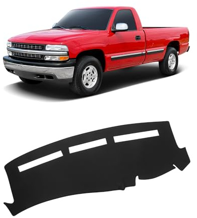 FIILINES Dash Cover for 1999-2006 GMC Sierra/Chevrolet Silverado, 2000-2006 GMC Yukon XL/Chevy Suburban Tahoe Avalanche, Upgraded Breathable Dashboard Cover Mesh Dash Mat Black