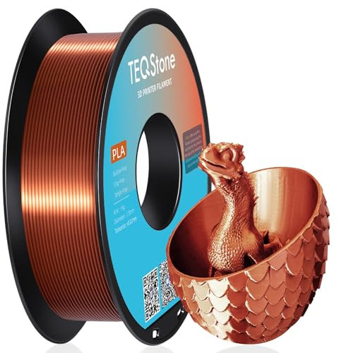 TEQStone Silk PLA Filament 1.75mm Kupfer 1KG, Maßhaltigkeit +/-0.02mm Spule Sauber Gewickelt 3D Drucker Filament Vakuumverpackung