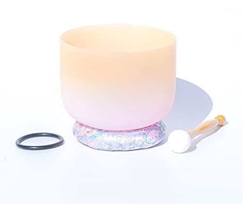Cuenco de Cristal con Nota D, Cuenco de Cristal de Cuarzo Esmerilado, Cuenco de música de Buda con golpeador y Junta tórica para curación de Sonido, meditación, liberación de Presi