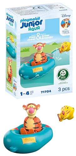 Playmobil 71704 JUNIOR AQUA & Disney: Tigger's Boat Ride, including Tigger and tiger fish, sustainable toy made from plant-based plastics, gifting toy, play sets suitable for children ages 1+