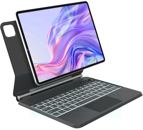 WINCHKING Magic Keyboard für iPad Air 11 Zoll (M3/M2) 2025/2024, Multi-Trackpad Keyboard für iPad Air 5/4 gen und Pro 11 4/3/2/1 Gen, Beleuchtung Bluetooth Magnetisch Tastatur mit Qwertz Layout