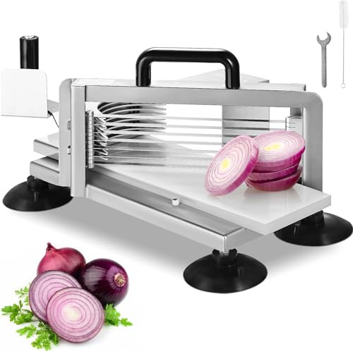 VEVOR Commercial Tomato Slicer, 3/16 inch Stainless Steel Heavy Duty Manual Tomato Slicer Machine, Effortlessly Slices Tomatoes, Cucumbers, Bananas