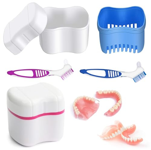 2 Boîtes À Prothèses Dentaires, Faux Dents Stockage Boîte Boîte De Dentier Avec Passoire Kit d'Entretien Pour Prothèses Dentaires, Pour Ranger Et Nettoyer Les Prothèses Dentaires