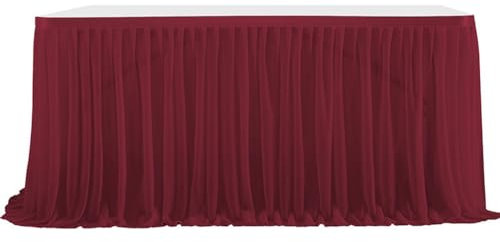 Rockreyoa Tüll Tischdecke Tischrock Tütü Tischröcke Tischdekorationen Schreibtisch Gaze für Party, Hochzeit, Bankett, Zuhause, Geburtstag, Babyparty, Weihnachtsfeiern, Taufe Burgunderrot 6ft