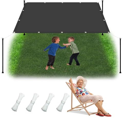 Sonnensegel Wasserdicht 2.4 x 3.8 m Wasserdicht Sonnenschutz Strand Reißfest UV-Schutz nach Mass Polyestergewebe Mit Seil Beschattungsnetz für Balkon Terrasse Garten, Dunkelgrau