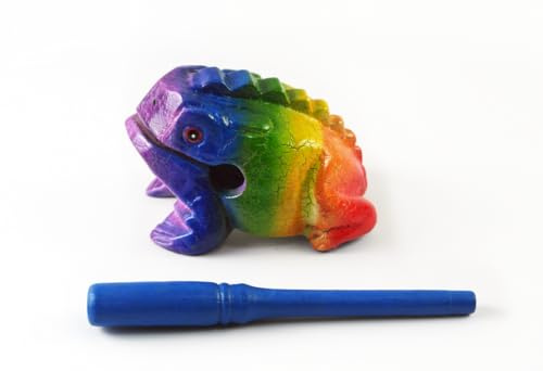 Frosch Guiro 10,2 cm Holzblock Musikinstrument Perkussion Musikinstrument Perfekte Größe Natürliches Holz Güiro Frosch (Regenbogen)