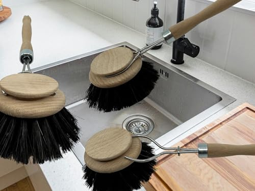 3 x Set MAAJ SPÜLBÜRSTE weiches ROSSHAAR - Made IN Germany - HOLZGRIFF - VEGAN