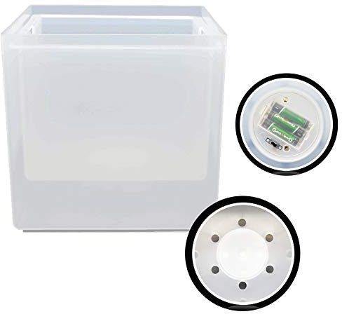 SOLOCJNL LED-Eiskübel, 3.5l Champagner Wein Getränke Kühler Küche Eisbar mit 6 Farben LED-Leuchten für kalten Wein Bier, 7.48 X7.48 X7.28, Weiß