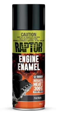 U-POL RAPTOR Pintura Esmaltada para Motor 1K - Resistente al Calor hasta 300°C, para Bloques y Compartimentos de Motor, Protección contra Calor, Aceite y Líquidos de Vehículos (Negro)