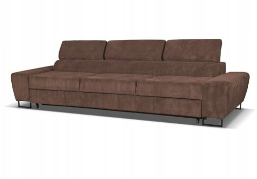 Family Meble Couch, Modell Savio, Modern Cordsofa, Dreisitzer-Sofa, Relaxsofa, Loungesofa, Fernsehsofa, Bequemer Sofa, Verstellbare Rückenlehne, Für Wohnzimmer, Esszimmer, Schlafzimmer, Büro, Braun