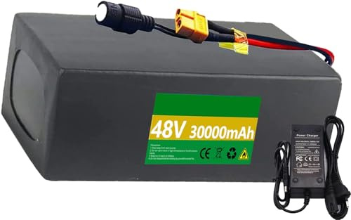 batería de Litio de 48V, Batería 48V/20Ah/30Ah/8Ah/12Ah para Bicicleta Eléctrica con Cargador para Motor 200W, 500W, 800W 1000W Batería de Bicicleta eléctrica 48 voltios 48V 30Ah,XT60