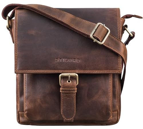 STILORD Nevio Herrentasche Leder Umhängetasche kleine Messenger Bag Elegante Handtasche im Vintage Design Schultertasche für 10.1 Zoll Tablet iPad echtes Leder Farbe:Soria - braun