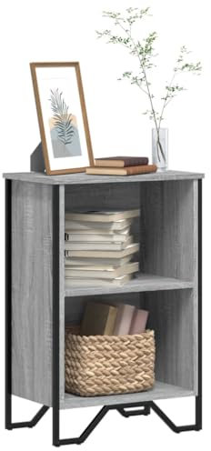 Gecheer Bücherregal,Standregal Raumteiler Regal Wandregal Bücherschrank Bücher Regal Akten Schrank Regal Trennwand Aufbewahrungregal Aktenregal Büroregal Aktenschrank Grau Sonoma 50x31x74,5 cm