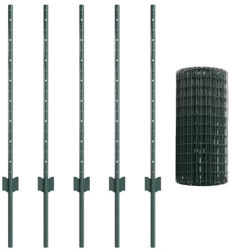 vidaXL Stängsel med stolpe Grön 0,8 x 10 m Stål och PVC, Justerbar utomhusavskiljare, modern trädgårdsgrind, hållbar avdelare, mångsidig privacypartition för bakgårdar