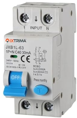 IXTRIMA Interruttore Magnetotermico Differenziale 1P+N 40A 30mA 220V-6KA 2 moduli 30mA per Guida DIN - Protezione Circuiti e Sicurezza Impianti