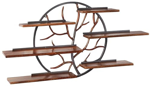 Kobolo Wandregal Eden Regal aus Mangoholz und rundem 115x18x61 cm