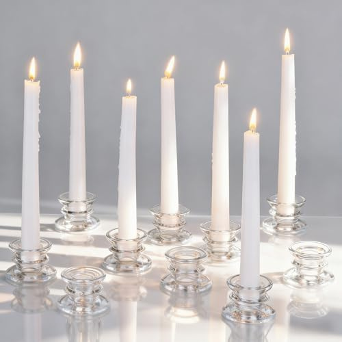 Glasseam Klein Kerzenständer Glas: 10er Set Klar Kerzenhalter Stabkerze