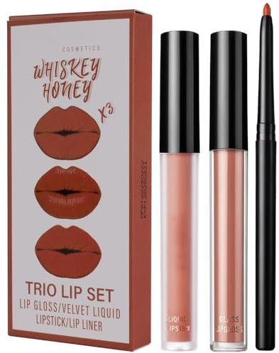 LOPHE 3PCS Rosso Opaco Rossetto Liquido, Lip Liner, Lucidalabbra Trio Lip Set, Impermeabile e a Lunga Durata Idratante Vellutato Lip Stain, One Step Labbra Kit Trucco#05