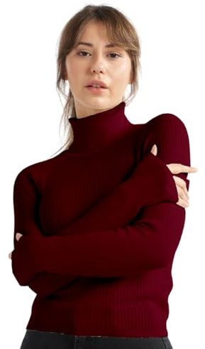 alsestudio Women`s Turtle Neck Jumper Premium Quality Silk Touch Long Sleeve Soft Ribbed Pullover Essential Knitted Roll Neck Sweaters