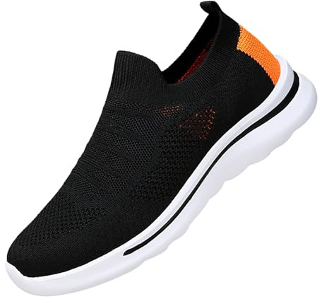 Säkerhetsskor dam - vandringsskor dam ihåliga nätskor överlägsna sneakers breda fötter sko plattform sko utomhus sneakers utan snörning skor fitness sko, svart, 42 EU