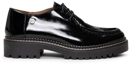 Zapatos con Cordones para Mujer Charol Negro, EU 36