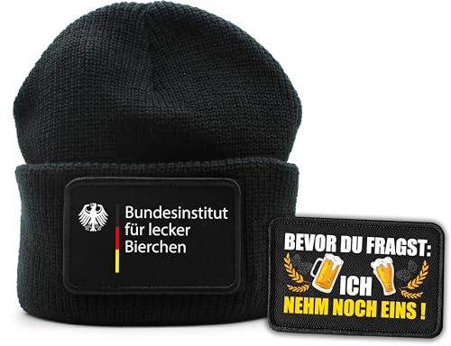 minifan Strickmütze: Bundesinstitut für lecker Bierchen - Saufmütze Mütze Saufen Apres-Ski - Beanie Hat Wintermütze Ski-Kleidung - Alkohol Bier Feiern Party Junggesellen-Abschied Männer