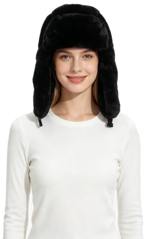 Lina & Lily Winter Trappermütze mit Ohrenklappen aus Kunstfell für Damen Herren