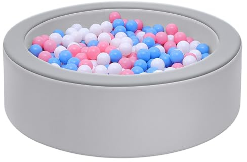 Leather Foam Ball Pit for Toddlers: Waterproof Baby Ball Pit with Soft Memory Foam - Large Soft-Play Set Baby Playpen Indoor Outdoor Games - Ideal Gifts Toys for Boys and Girls (Upgraded Round)
